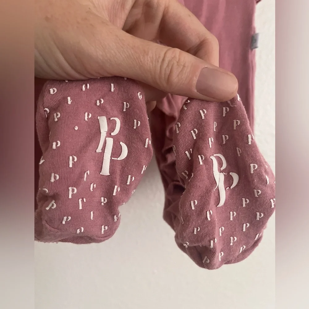 Posh Peanut Mauve Ruffle Footed One-Piece Pajamas